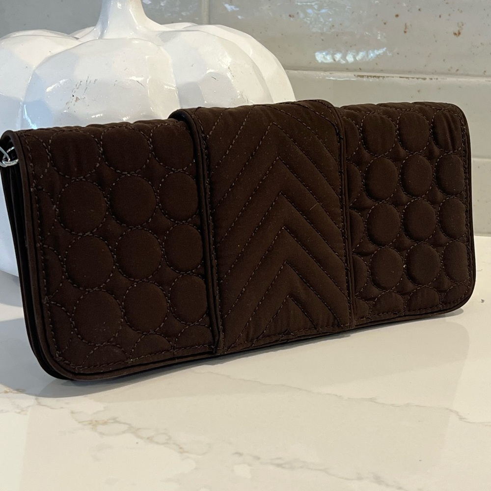 Vera Bradley Dazzle Clutch Espresso Quilted Clutch‎ - Picture 2 of 7